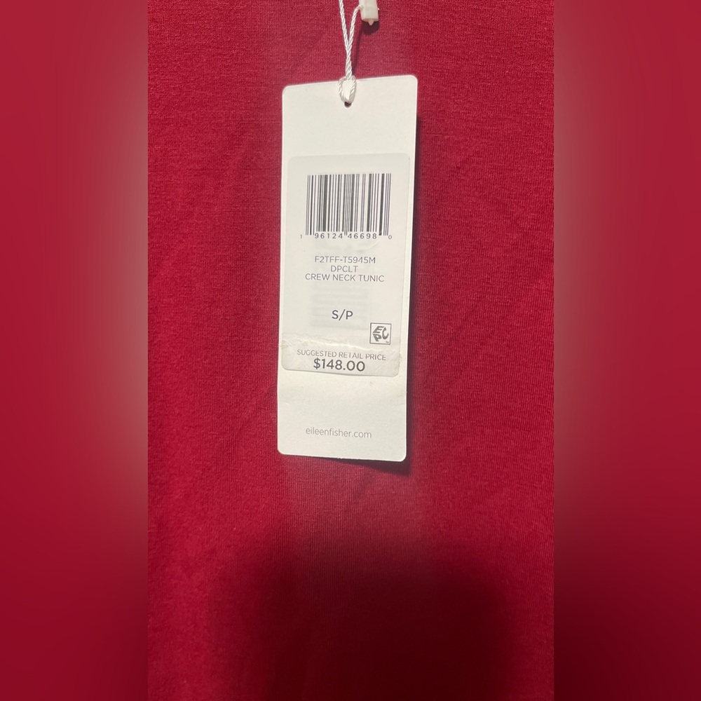 NWT $148 Eileen Fisher Deep Claret Tencel Lyocell Crew Neck Tunic Top Small - Picture 4 of 8